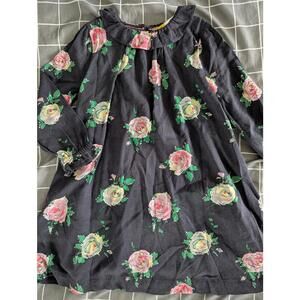 Boden black floral roses dress